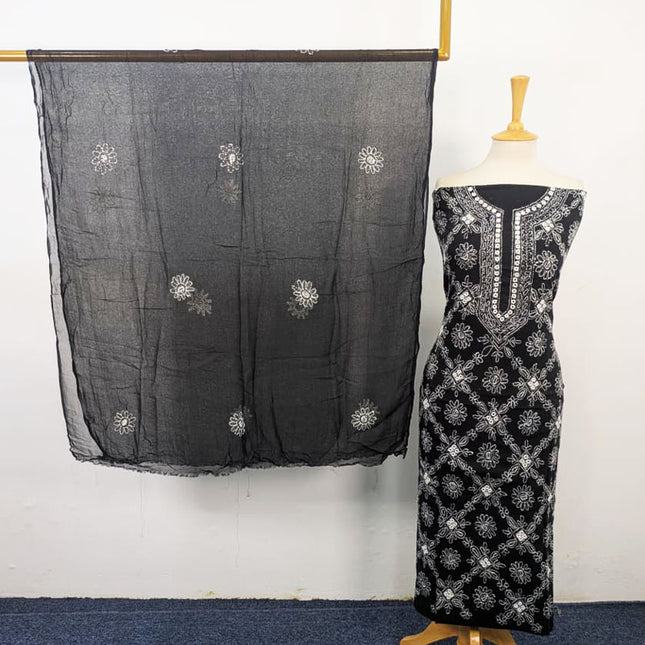 Handmade Shadow Work Lawn with Chiffon Dupatta 3Pc Unstitched