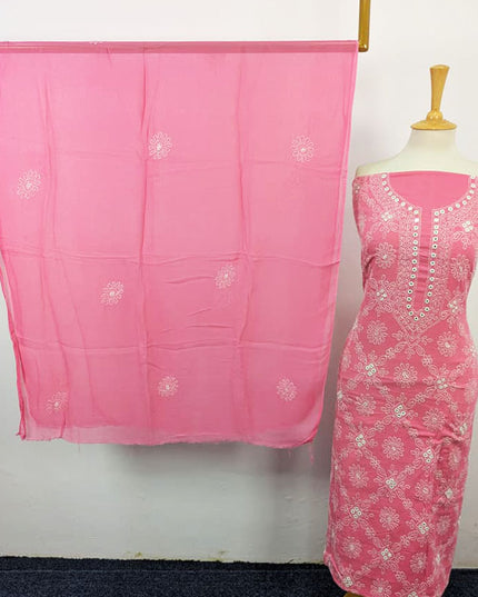 Handmade Shadow Work Lawn with Chiffon Dupatta 3Pc Unstitched