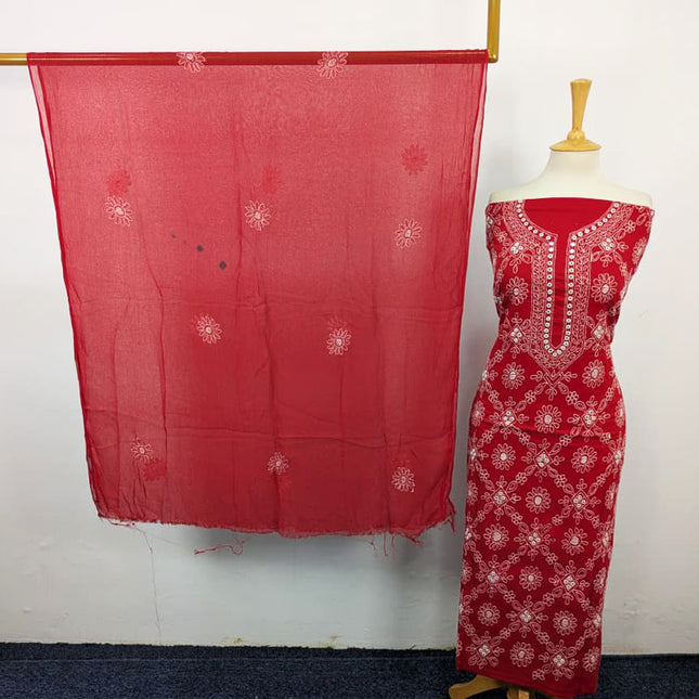 Handmade Shadow Work Lawn with Chiffon Dupatta 3Pc Unstitched