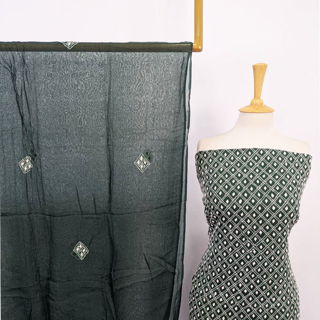 Fancy Lawn with Shadow + R Work & Chiffon Dupatta 3Pc Unstitched