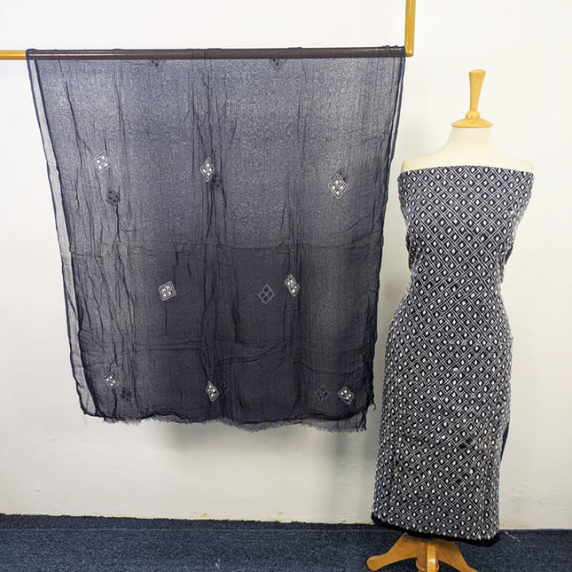 Fancy Lawn with Shadow + R Work & Chiffon Dupatta 3Pc Unstitched