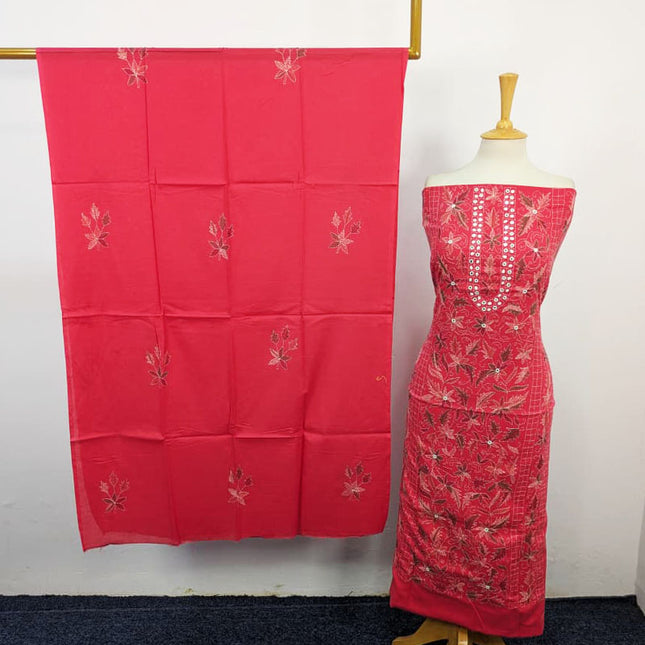 Fancy Lawn with Full Jaal Kacha Tanka + Mirror Work 3Pc Unstitched