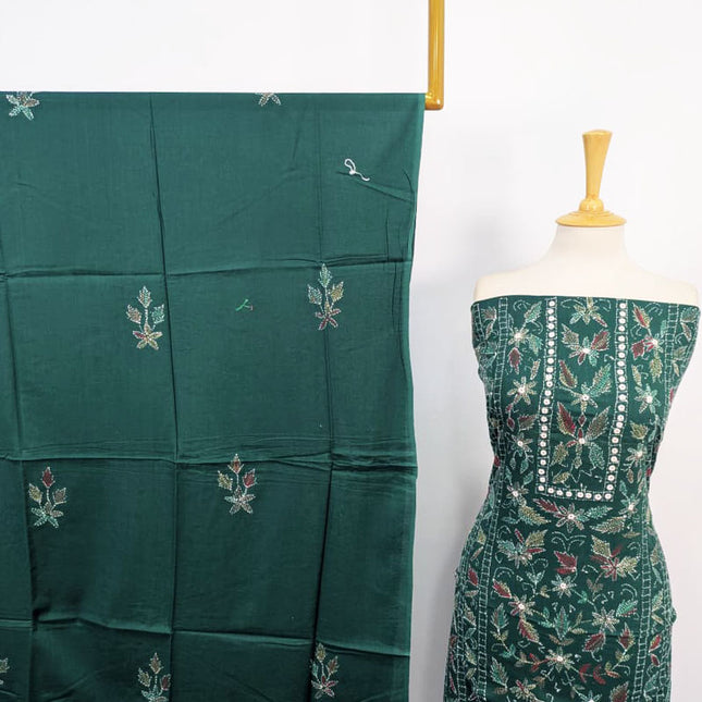 Handmade Full Jaal Kacha Tanka + Mirror Work Lawn 3Pc Unstitched