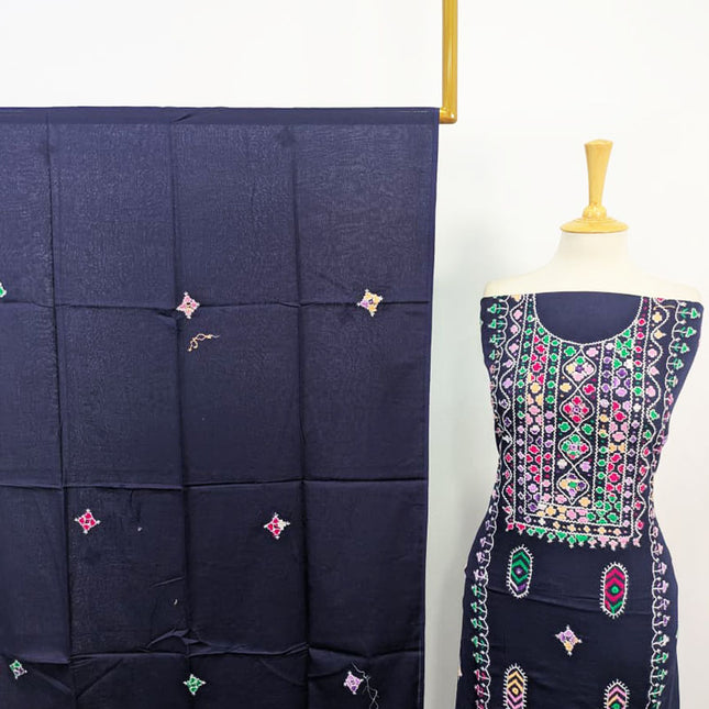 Handmade Balochi Tanka + Mirror Work Lawn 3Pc Unstitched