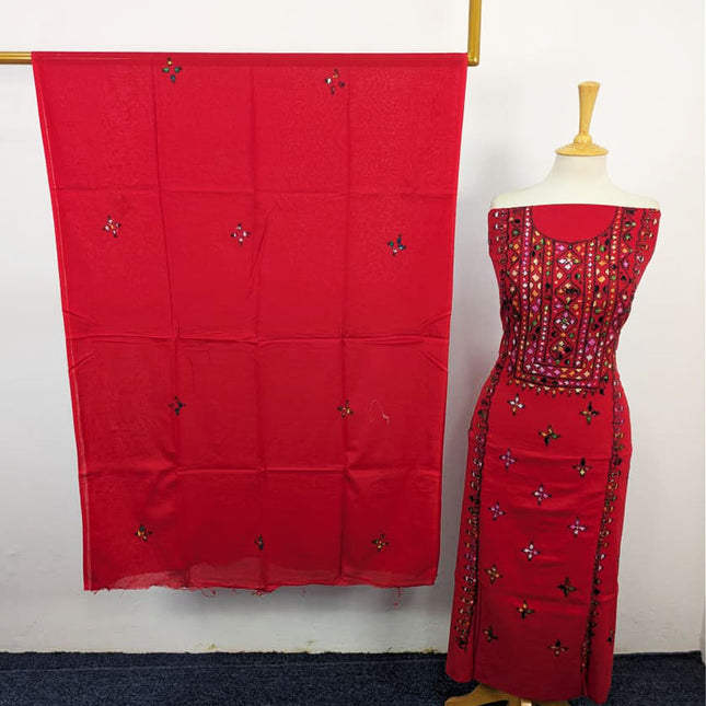 Lawn with Handmade Balochi Tanka + Mirror Work 3Pc Unstitched