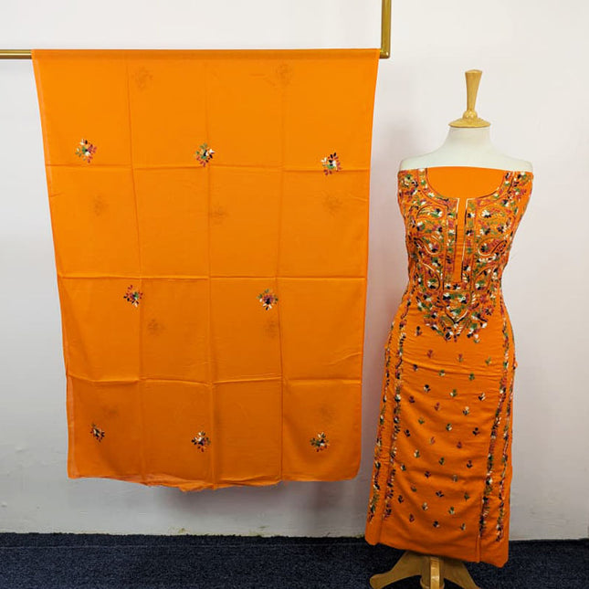 Fancy Handmade Multicolor Pakka Tanka + Mirror Work Lawn 3Pc Unstitched