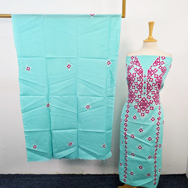 Lawn with Handmade Multicolor Pakka Tanka + Mirror Work 3Pc Unstitched