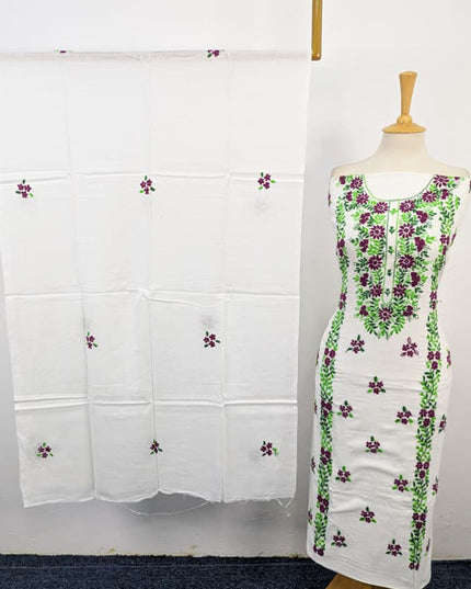 Lawn with Handmade Multicolor Pakka Tanka + Mirror Work 3Pc Unstitched