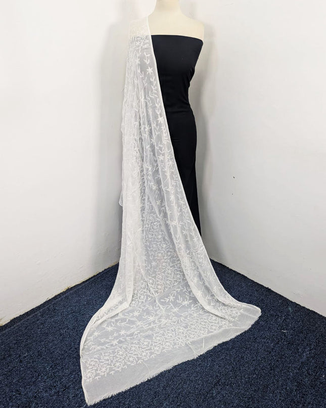 Crinkle Chiffon with Pakka Tanka + Georgette Jaal Work Dyeable Dupatta