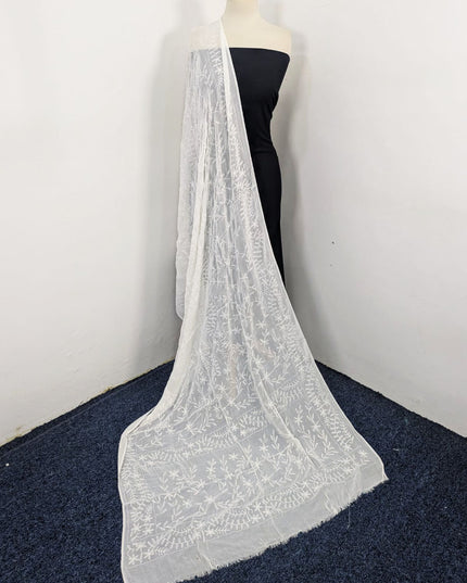 Dyeable Crinkle Chiffon with Pakka Tanka + Georgette Jaal Work Dupatta