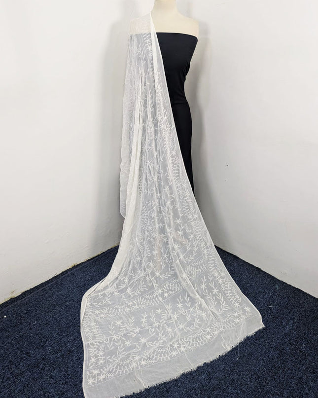 Dyeable Crinkle Chiffon with Pakka Tanka + Georgette Jaal Work Dupatta