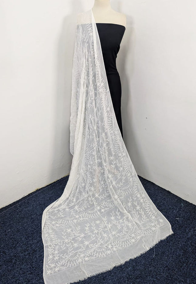 Dyeable Crinkle Chiffon with Pakka Tanka + Georgette Jaal Work Dupatta