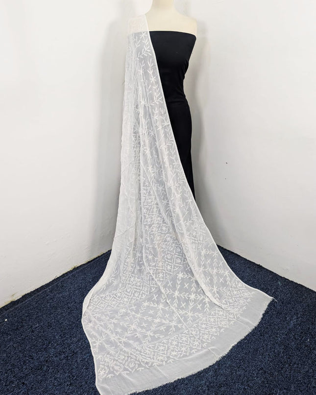 Pakka Tanka + Georgette Jaal Work Dyeable Crinkle Chiffon Dupatta