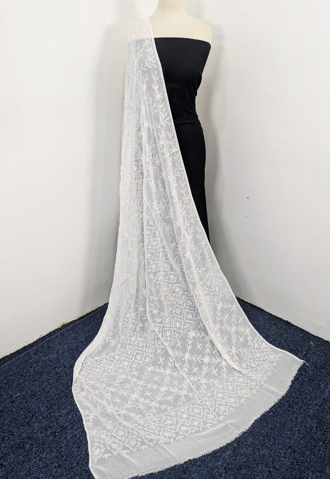 Pakka Tanka + Georgette Jaal Work Dyeable Crinkle Chiffon Dupatta