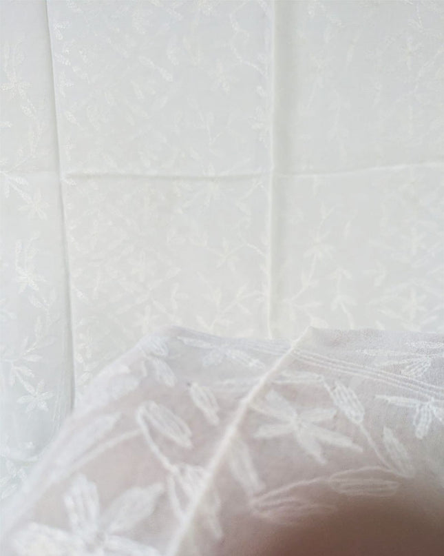 Pakka Tanka + Georgette Jaal Work Dyeable Crinkle Chiffon Dupatta