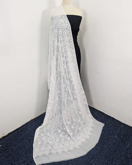 Crinkle Chiffon with Pakka Tanka + Georgette Jaal Work Dyeable Dupatta