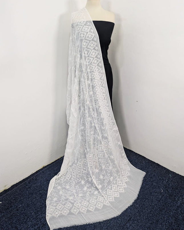 Crinkle Chiffon with Pakka Tanka + Georgette Jaal Work Dyeable Dupatta