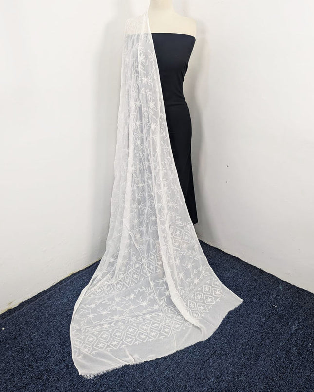 Dyeable Crinkle Chiffon with Pakka Tanka + Georgette Jaal Work Dupatta