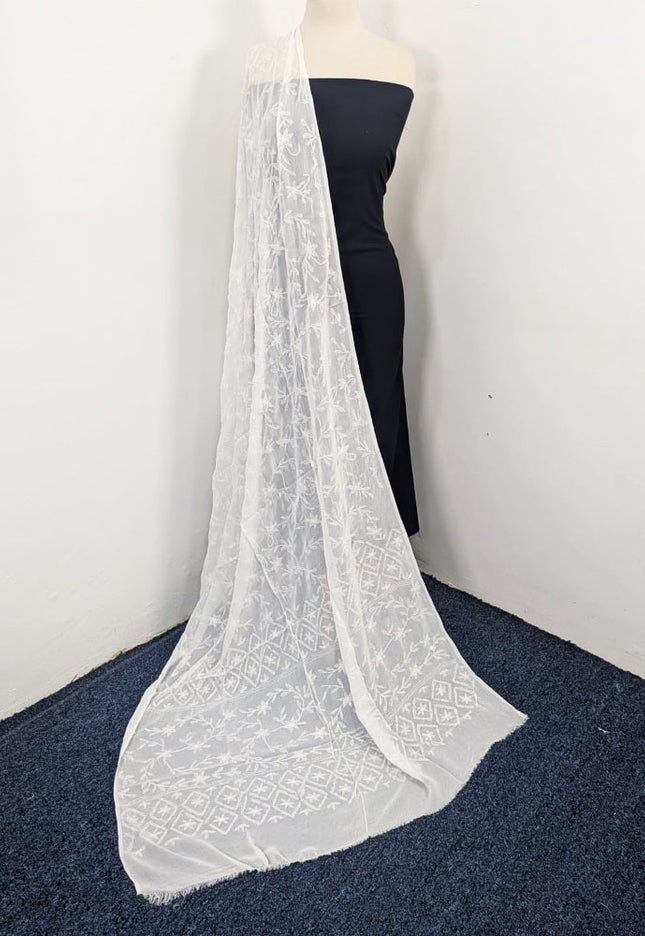 Dyeable Crinkle Chiffon with Pakka Tanka + Georgette Jaal Work Dupatta