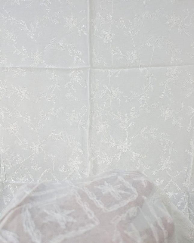 Dyeable Crinkle Chiffon with Pakka Tanka + Georgette Jaal Work Dupatta