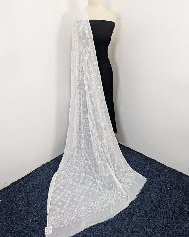 Pakka Tanka + Georgette Jaal Work Dyeable Crinkle Chiffon Dupatta