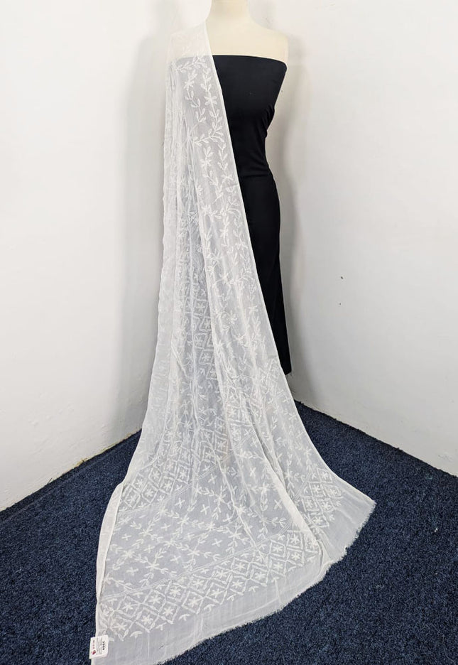 Pakka Tanka + Georgette Jaal Work Dyeable Crinkle Chiffon Dupatta