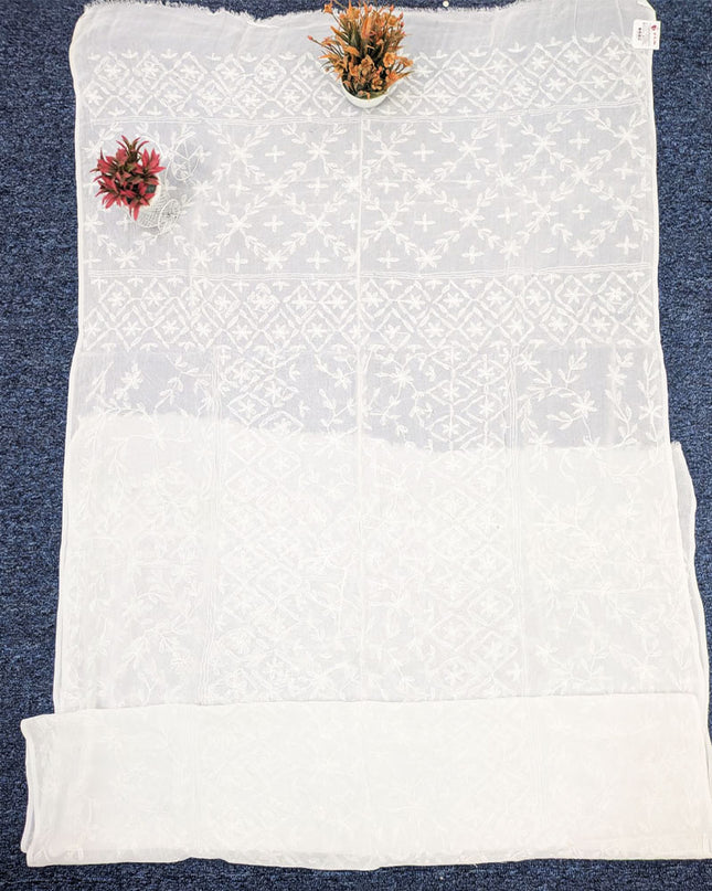 Pakka Tanka + Georgette Jaal Work Dyeable Crinkle Chiffon Dupatta