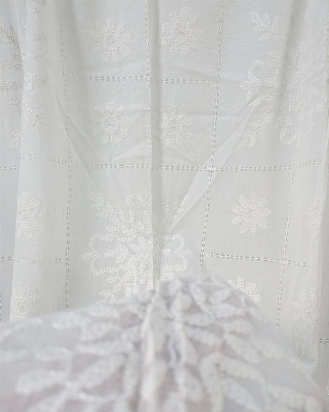 Dyeable Lawn with Shadow, Chikankari + Tarkashi Jaal Work Dupatta