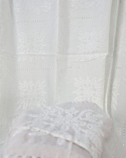 Handmade Shadow, Chikankari + Tarkashi Jaal Work Dyeable Lawn Dupatta