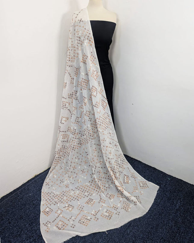 Fancy Handmade Multicolor Pakka Tanka Work Lawn Dupatta