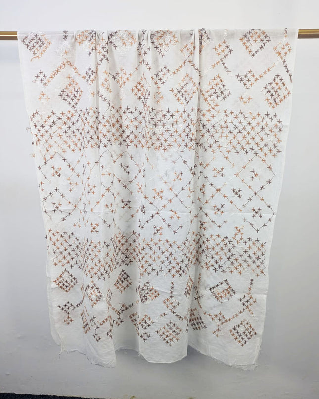 Fancy Handmade Multicolor Pakka Tanka Work Lawn Dupatta