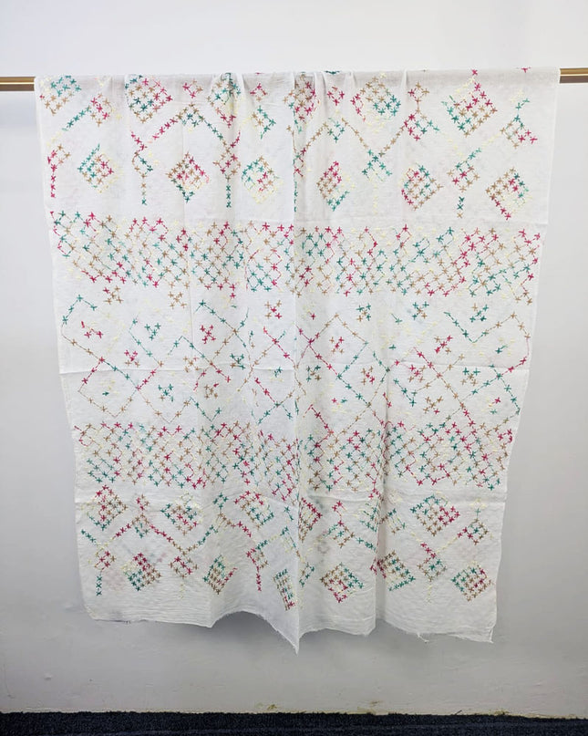 Fancy Handmade Multicolor Pakka Tanka Work Lawn Dupatta