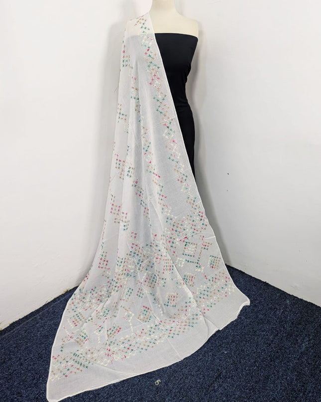 Fancy Handmade Multicolor Pakka Tanka Work Lawn Dupatta