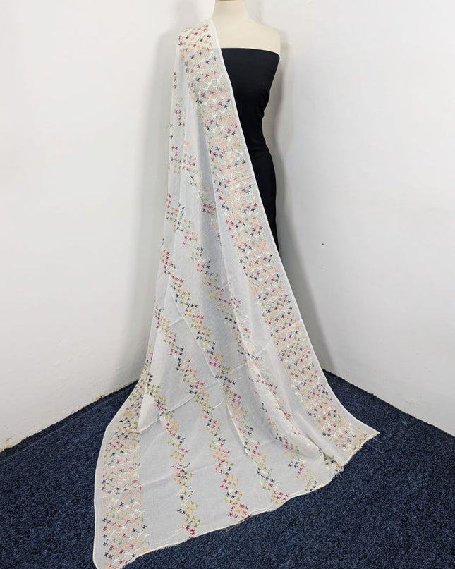 Handmade Multicolor Pakka Tanka Work Lawn Dupatta