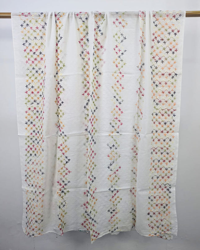 Handmade Multicolor Pakka Tanka Work Lawn Dupatta