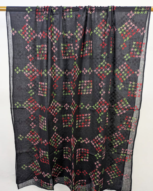 Fancy Handmade Multicolor Pakka Tanka Work Lawn Dupatta