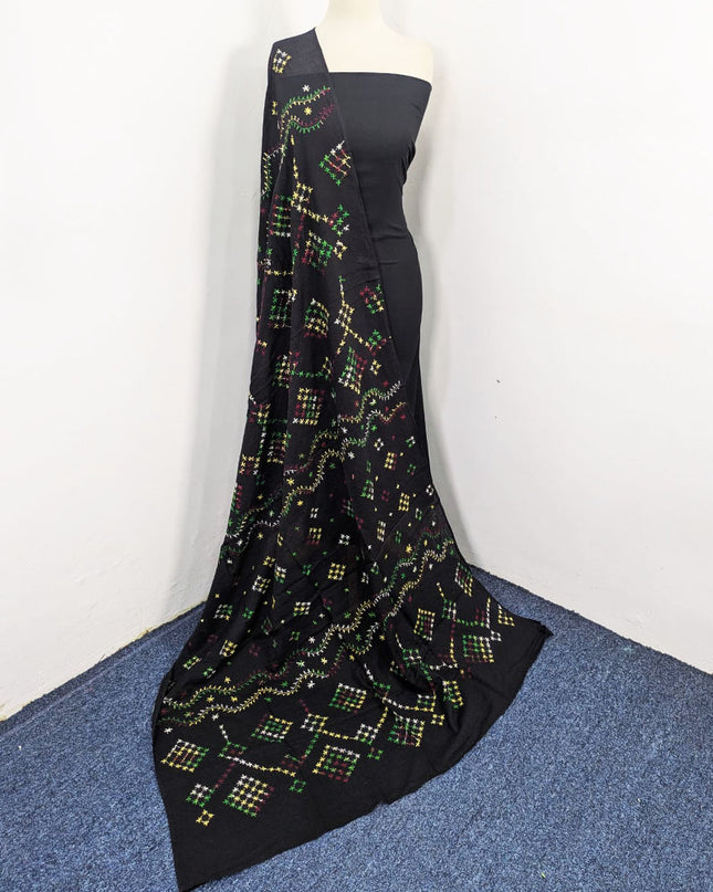 Handmade Multicolor Pakka Tanka Work Lawn Dupatta