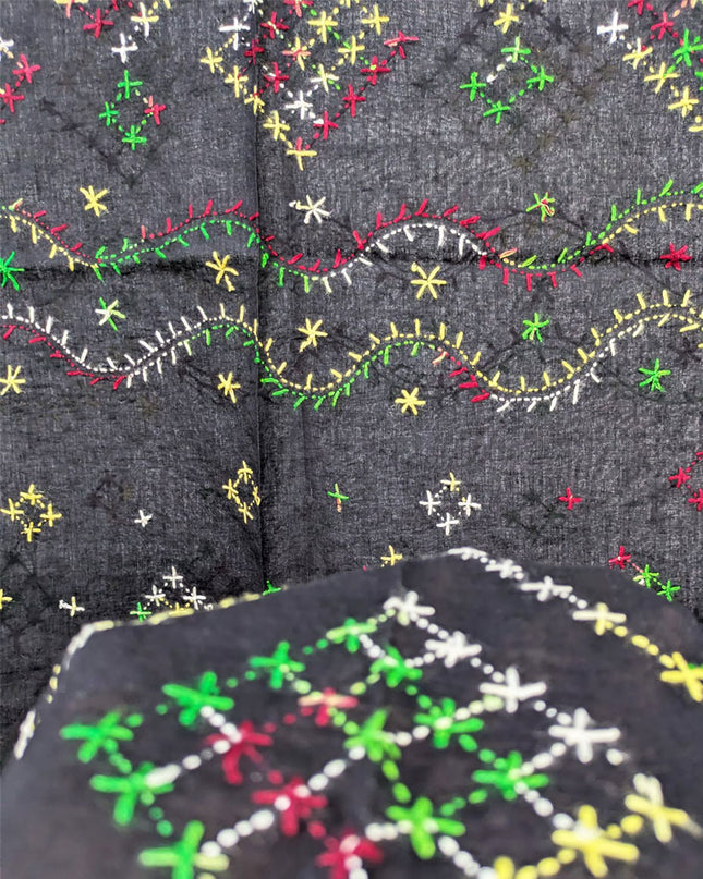 Handmade Multicolor Pakka Tanka Work Lawn Dupatta