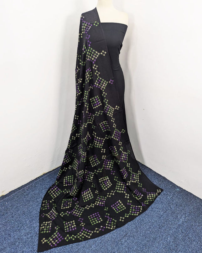 Fancy Handmade Multicolor Pakka Tanka Work Lawn Dupatta