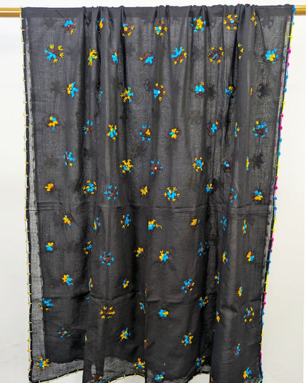 Handmade Multicolor Pakka Tanka + Mirror Work Lawn Dupatta