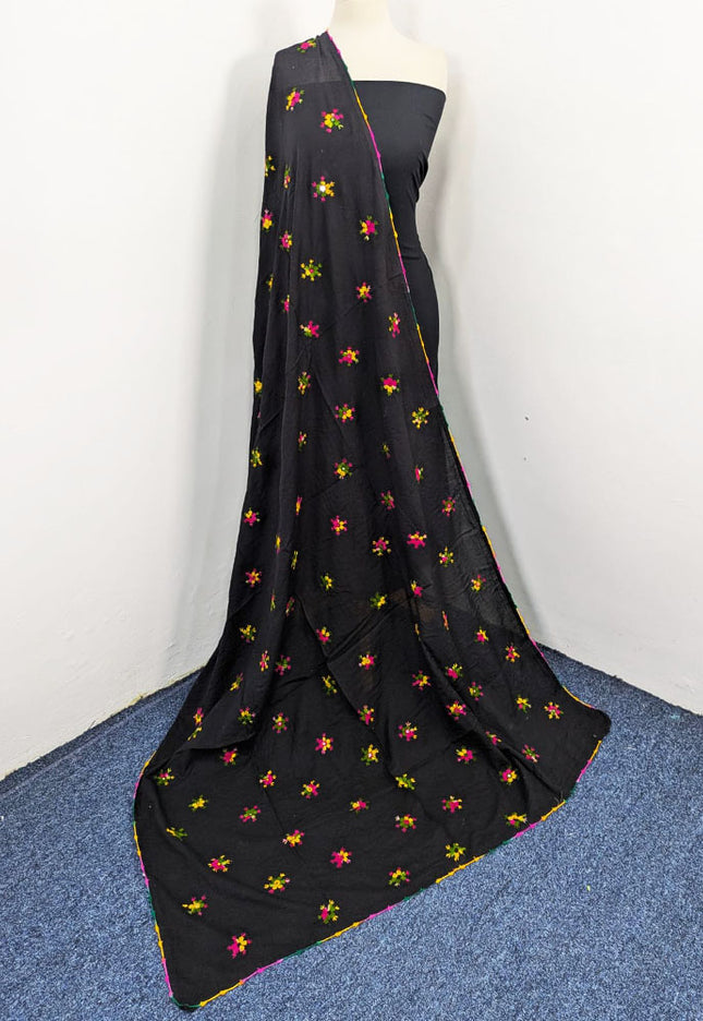 Handmade Multicolor Pakka Tanka + Mirror Work Lawn Dupatta