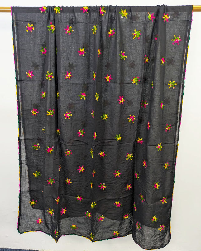 Handmade Multicolor Pakka Tanka + Mirror Work Lawn Dupatta