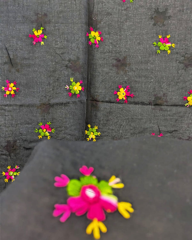 Handmade Multicolor Pakka Tanka + Mirror Work Lawn Dupatta