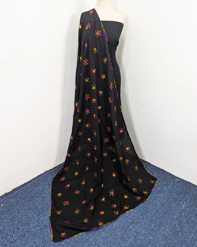 Handmade Multicolor Pakka Tanka + Mirror Work Lawn Dupatta