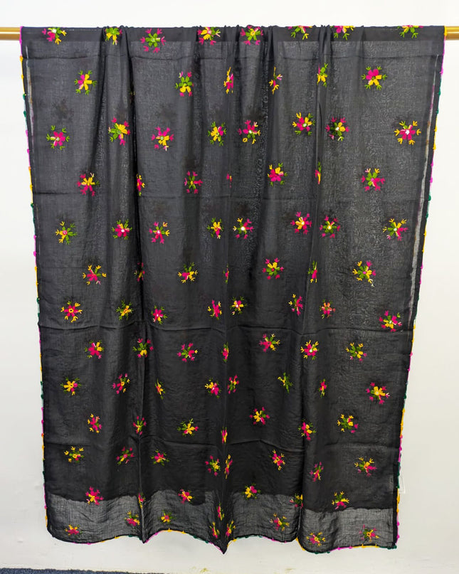 Handmade Multicolor Pakka Tanka + Mirror Work Lawn Dupatta