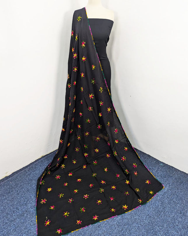 Handmade Multicolor Pakka Tanka + Mirror Work Lawn Dupatta