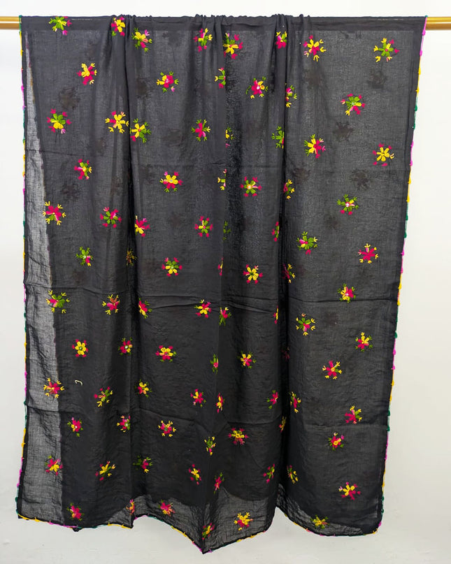 Handmade Multicolor Pakka Tanka + Mirror Work Lawn Dupatta