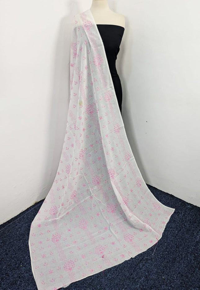 Fancy Handmade Full Jaal Kacha Tanka Work Dyeable Lawn Dupatta