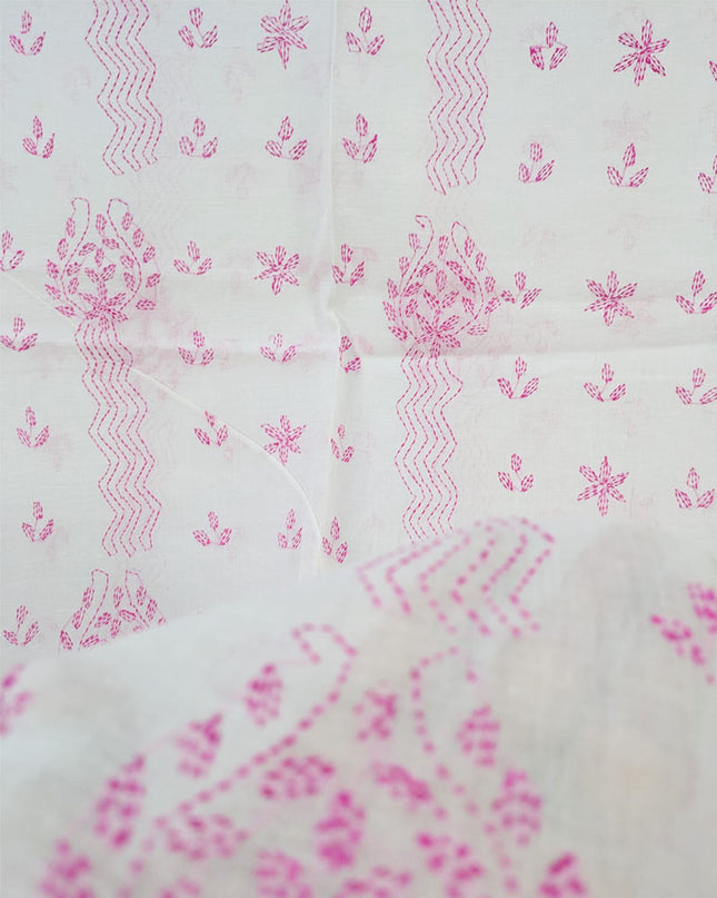 Fancy Handmade Full Jaal Kacha Tanka Work Dyeable Lawn Dupatta