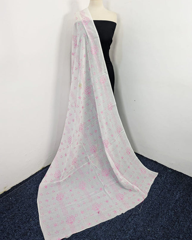 Fancy Handmade Full Jaal Kacha Tanka Work Dyeable Lawn Dupatta